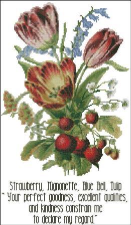 (image for) Floral Emblems 003-Strawberry, Mignonette, Blue Bell, Tulip